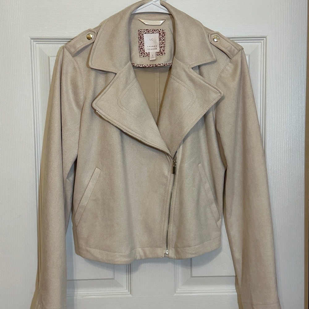 LC Lauren Conrad Tan Moto Style Suede Jacket